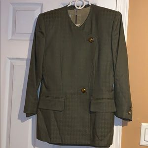 Kasper ASL khaki green suit